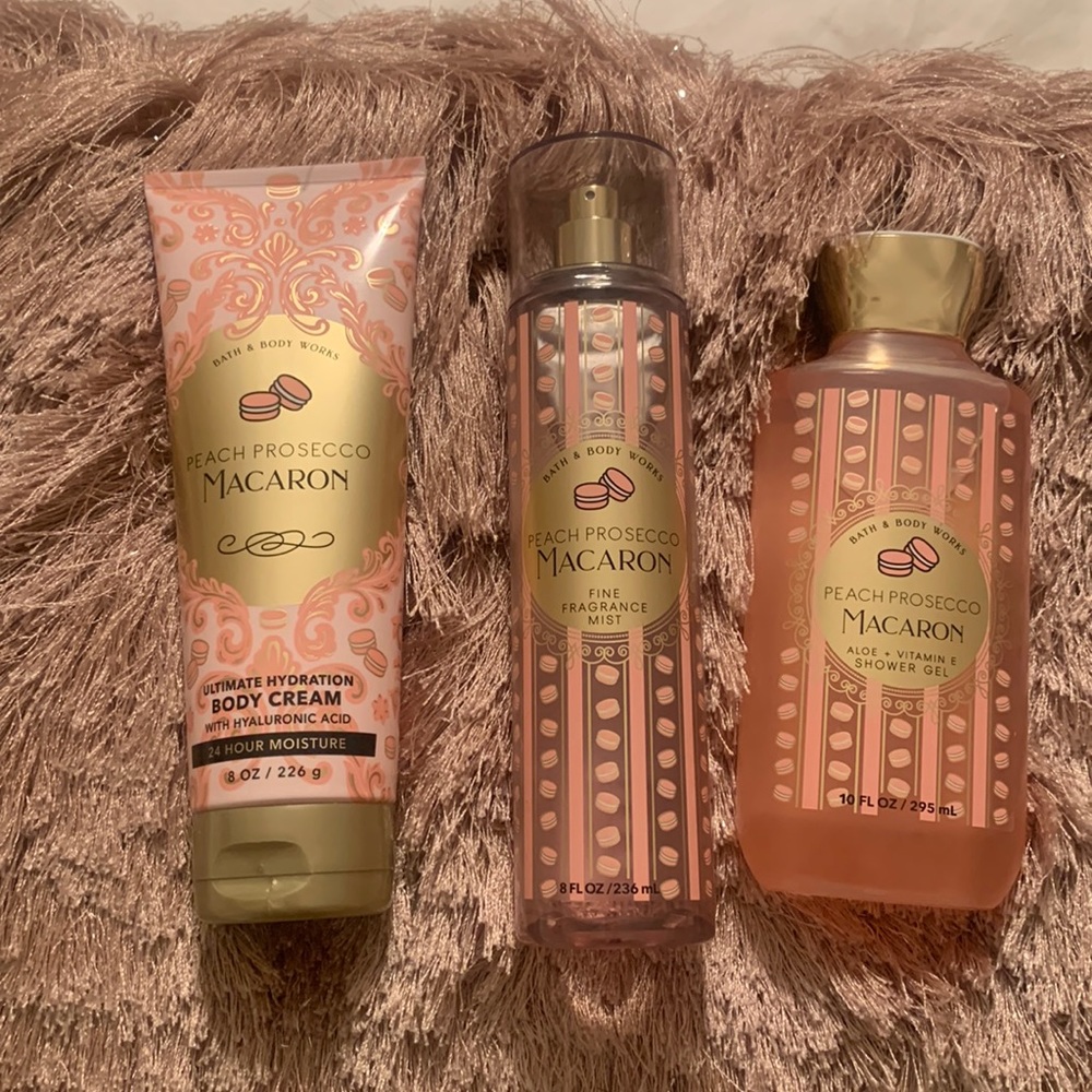 Bath and Body Works Brunch Collection Peach Prosecco Macaron 3 Piece Set